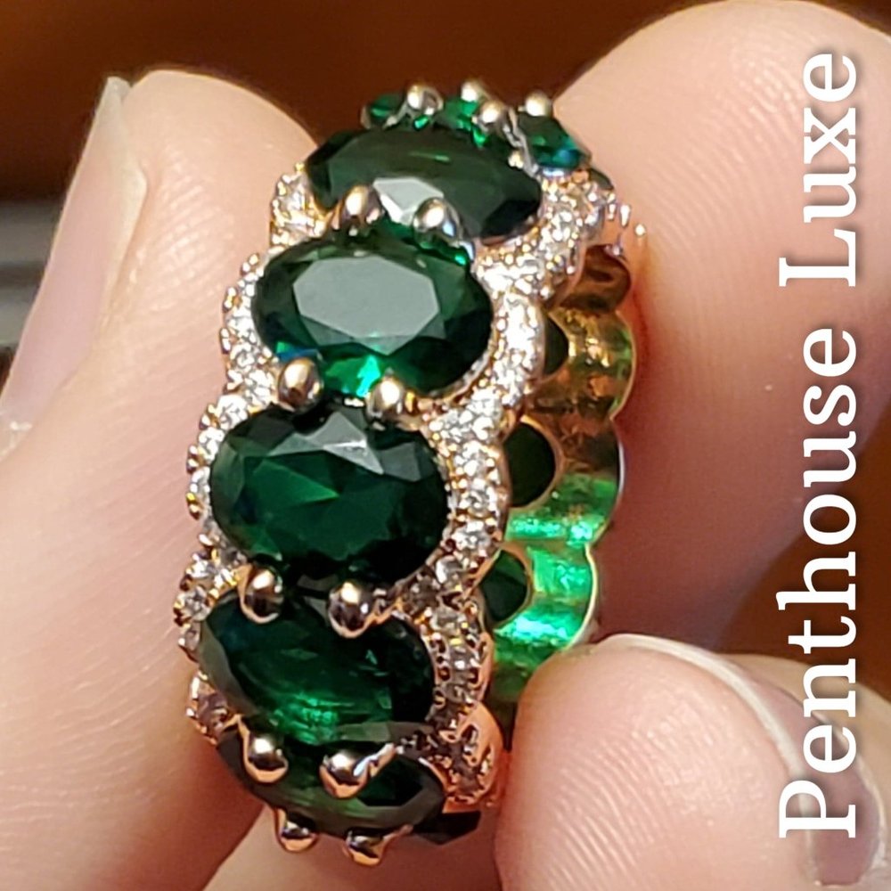 🔥 CLEARANCE! Emerald Rose Gold White Sapphire Ring - Picture 4 of 6